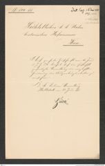 k.k. naturhistorisches Hofmuseum, Intendanzakten 1885-1896 (Hauer), Aktenzahl Z.347/1888, Seite 1